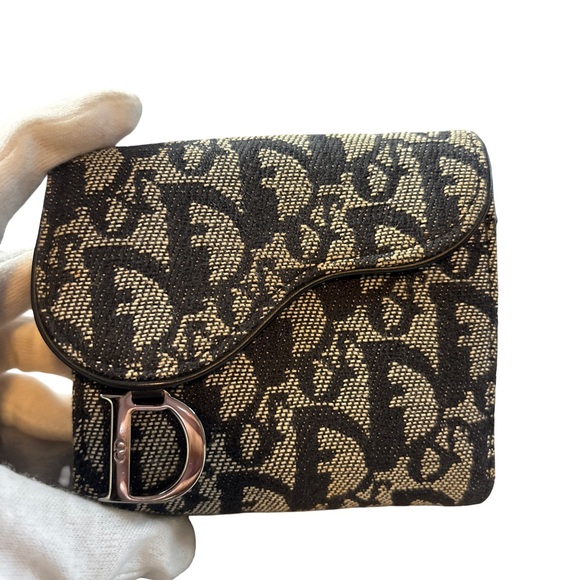 Dior Handbags - Dior Monogram Black and Tan Wallet